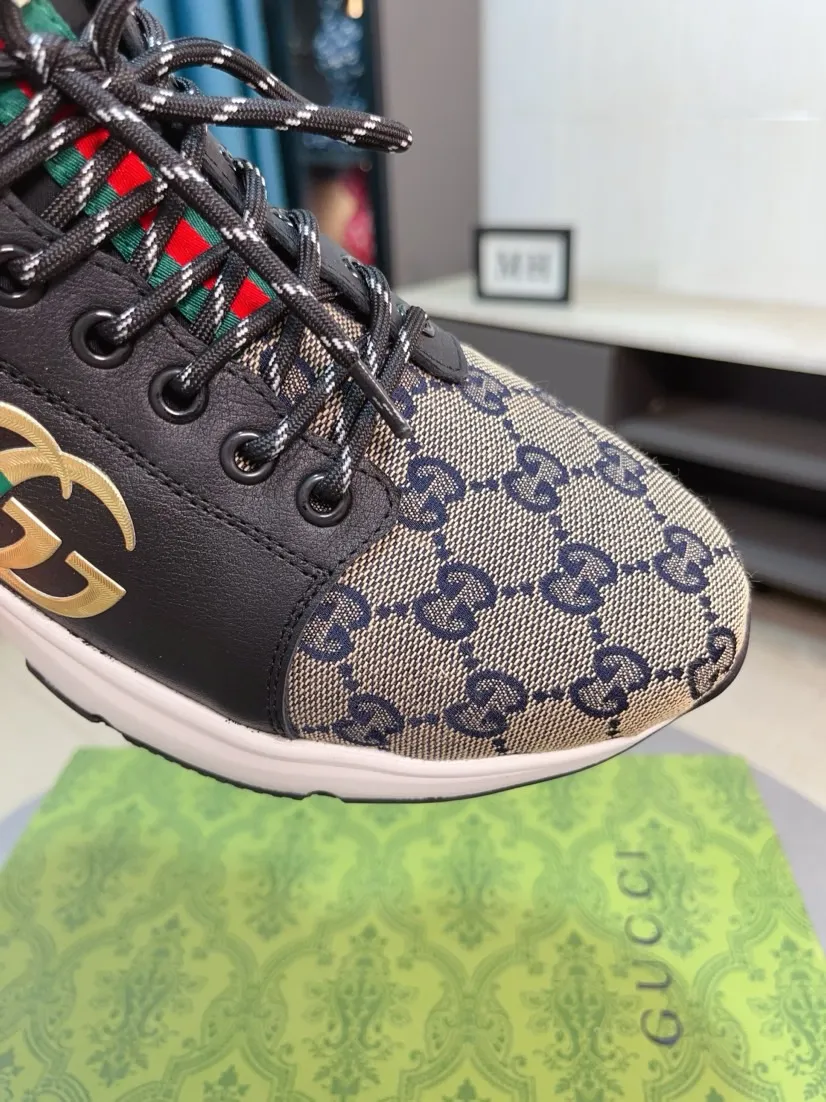 Men's shoes 💰458🌹🌹GUCCI [Gucci] New high-end brand of men's shoes, the latest fashionable casual men's shoes, trendy and versatile, relaxed and sporty style, uppers imported from Italy, first-layer cowhide, genuine leather lining, and ultra-fine workmanship. Original personalized fashionable rubber wear-resistant outsole, light and comfortable on the foot, size 38-44